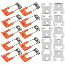 DGHAOP 10pcs Downlight Panel Lamp Spring Clip Light Emitting Diode Recessed Lighting Accessories (T-Shaped Iron Piece 25x22mm + Orange Spring Hook 45x19mm)