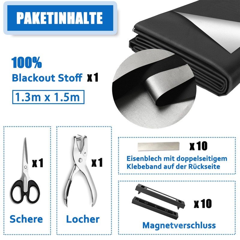 Magnets for Blackout Fabric Sets, Window Blackout 100% Opaque, 130