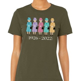 Queen Elizabeth Illustration Shirt Unisex X-Large Military Green