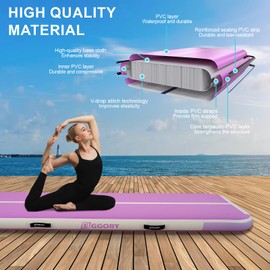 Tumble Track, Inflatable Tumbling Mat,Tumble Track Mats for Gymnastics, and Tumble Track with 8 Inches Thickness for Home, Training, Cheerleading, Yoga, Water with Pump (Purple, 10ft×3.3ft×4inch(3x1x0.1m))