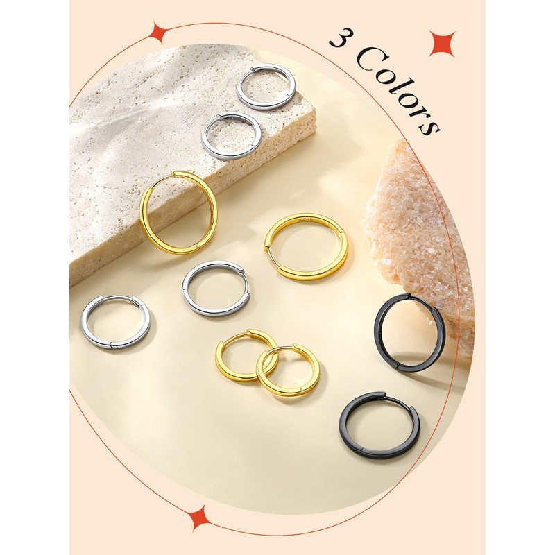 FaithHeart Small Sterling Silver Hoop Earrings for Women, Hypoallergenic Gold