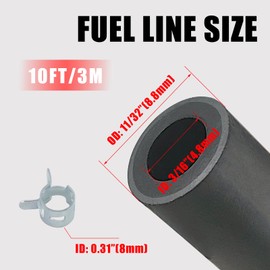 KIKITE 10 Feet 3/16 Inch ID Fuel Line Hose Compatible with Honda Champion Predator Briggs & Stratton Kohler Kawasaki Small Engine Generator Kart Minibike Rubber Fuel Hose with 20 Clamps