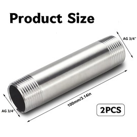 Tap Extension 3/4 Inch x 100 mm, DN20 Thread Extension, 3/4 Inch Male x AG, 100 mm Stainless Steel Extension Fitting, Male Thread, Connection Extension for Drinking Water and Heating Installation