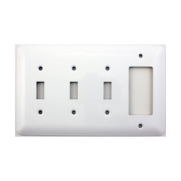 Classic Accents Mulberry White Princess Wall Plates - (4 Gang Combo - 3 Toggle 1 GFCI/Rocker)