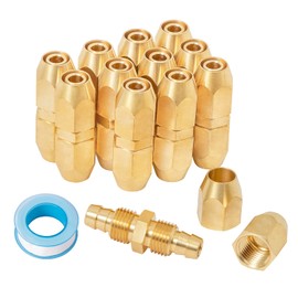 SUNGATOR Air Hose Splicer, 1/4 Inch Barb x 1/4 Inch Barb Brass Pneumatic Replacement Fitting, 1/4'' Air Hose Repair Fitting Kit, Reusable Barbed Air Hose Splicer for PU, PVC with Sealing Tape(12 Pack)