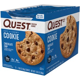Quest Nutrition Chocolate Chip Protein Cookie, Keto Friendly, High Protein, Low Carb, Soy Free, 12 Count "Packaging may vary"