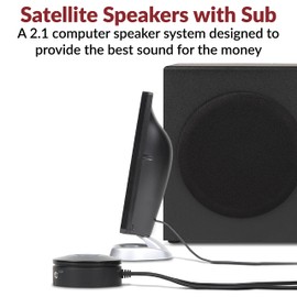 Cyber Acoustics CA-3090 2.1 Speaker System with Subwoofer with 18W of Power – Easy Setup and Convenient Controls, Great for Music, Movies, and Gaming