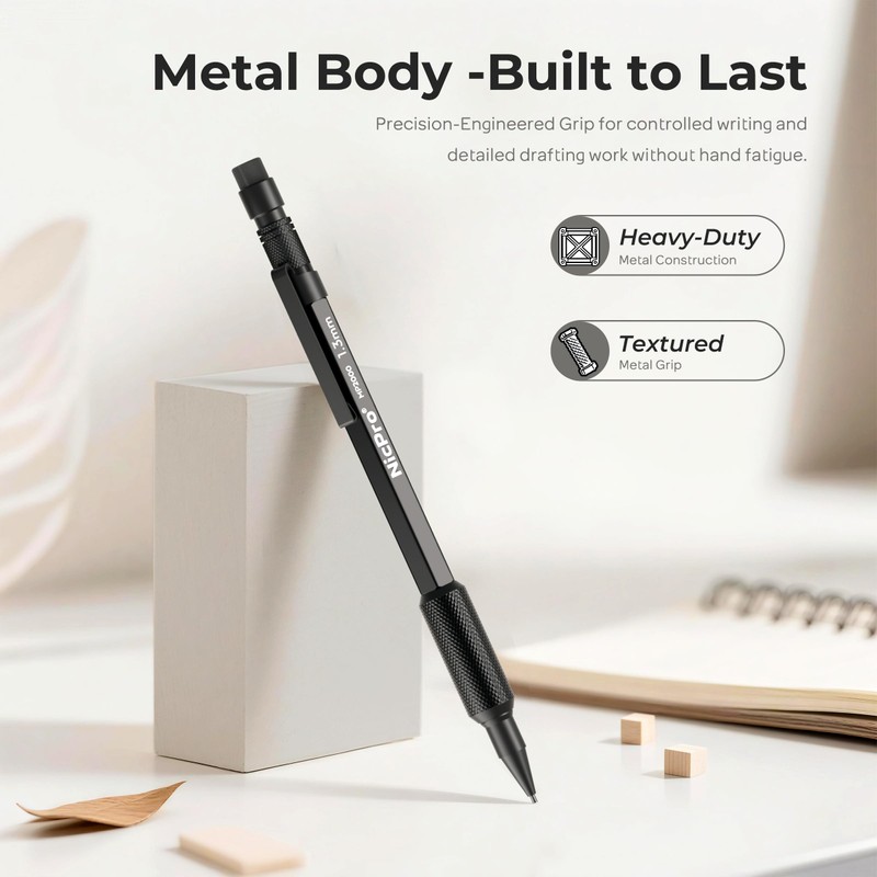 Nicpro 18PCS Mechanical Pencil Set in Leather Cover - with