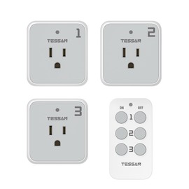 Remote Control Outlet Plug, TESSAN Wireless Light Switch Kit Indoor for String Lights, Lamps, Home Small Appliances, Wireless Power Socket 100ft RF Range, 15A/1875W (1 Remote and 3 Outlets)