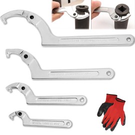 Wadoy Adjustable C Pin Spanner Hook Wrench for Hydraulic Ram Cylinder, Mechanical Machine, Equipments Vehicles, (4 Pcs) 3/4-2", 1 1/4-3", 2-4 3/4", 4 1/2-6 7/10" Round Head Pin Spanner Wrench Set