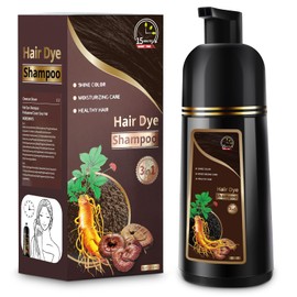 Hair Dye 3-in-1 for Gray Hair Coverage - Herbal Color Shampoo for Women and Men, 500ml (Chestnut)