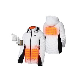 ORORO Women's Heated Down Jacket with Battery, Lightweight Down Heated Coat with 800 Fill Power Down (White, M)