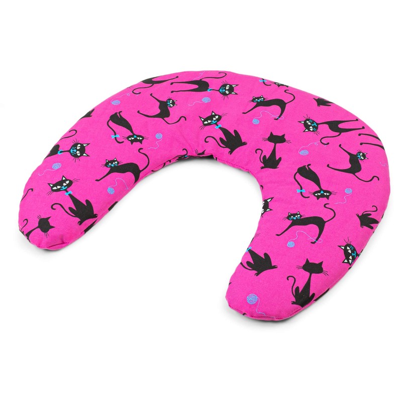Cherry Stone Neck Pillow 30 x 33 cm Cat Pink
