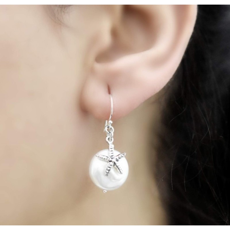 Starfish Earrings with Mother of Pearl - 925 Sterling Silver