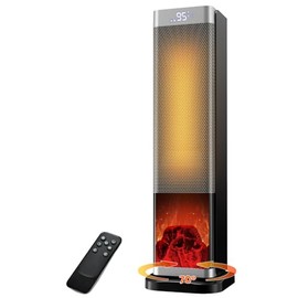 Space Heaters for Indoor Use, 1500W PTC Ceramic Electric Heater with Thermostat, Room Temperature Display, 70° Oscillation, Remote Control, 12H Timer, Quiet Portable Heater for Office Bedroom