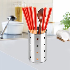 Soporte para cubiertos, palillos Soporte para cubiertos y porta utensilios Portaequipajes Cesta Acero inoxidable perforado, apto para lavavajillas Tamaño compacto(L)