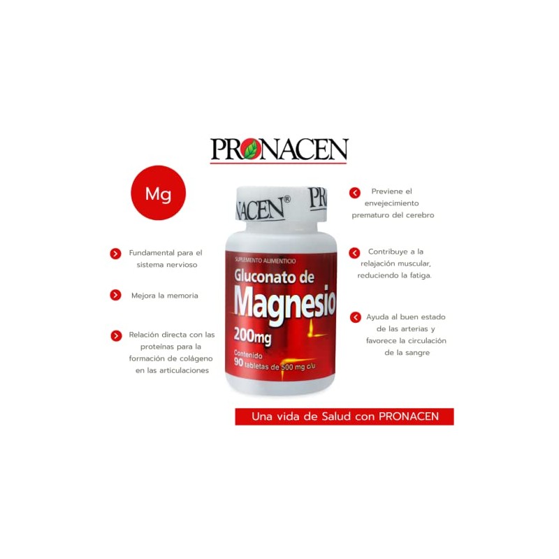 PRONACEN GLUCONATO DE MAGNESIO FRASCO - 90 TABS 500 MG