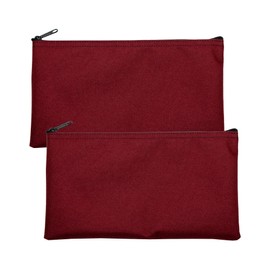 Cardinal bag supplies Multipack of 2 Compact Zipper Cloth Pouches, Zipper Bag, Travel Toiletry, Cosmetics, Stationary Case, 11 x 6 inches (Burgundy)