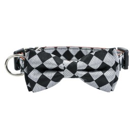XYART Soft Dog Bow Tie Collar - Wedding Outfit for Boy/Male Dogs (Small, Medium, Large), Checkered Pattern, Black White, Small