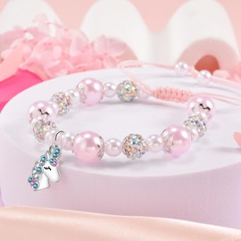 VGWON Unicorn Birthday Gifts for Girls Bracelets 5 6 7 8 9 10 11 12 Year Old Girl Bracelet to My Niece Teen Girl Gift for Christmas Beads Gift 13th 14th 15th 16th 17th 18th Birthday Present Pink