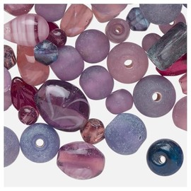 Glass Bead Mix - Bohemian Lampwork Mixed Beads - Colorful Glass Beads Mix for Crafts - 5-15mm Size - Approximately100 Beads (Purple)