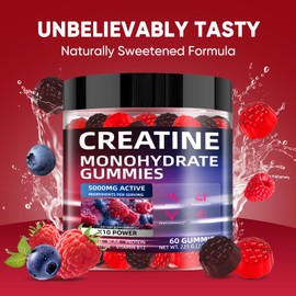 WEVYHFS SPORTS WEVYHFS SPORTS Creatine Monohydrate Gummies 5000mg ?C Sugar-Free Vegan Creatine Supplement with BCAA, L-Carnitine, Taurine & Vitamin B12 ?C 60 Chews for Strength, Endurance & Muscle Recovery