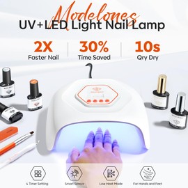 Modelones UV Nail Lamp, UV Light for Gel Nails Polish Fast Curing with 4 Timer Smart Sensor LED Nail Dryer Nail Art Tools Manicure Kit Starter Friendly