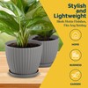 Gray 6-Inch Plant Pots with Drainage & Saucers 6 Pack,