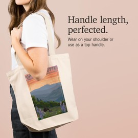Lantern Press Crested Butte, Colorado, Bear and Spring Flowers (100% Cotton Canvas Reusable Tote Bag)