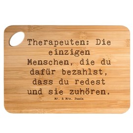 Mr. & Mrs. Panda Bambus - Schneidebrett Spruch Wunderbare Therapeutin - Geschenk, verstehen, Ergotherapie, handgefertigte Geschenke,