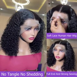 Yijimei Bob Wig Human Hair 13x4 Lace Frontal Deep Water Wave Wig 180 Density Short Wigs For Black Women Pre Plucked With Baby Hair Natural Hairline Easy To Style (Natural Black 13X4 Deep Wave 16Inch)