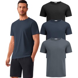 PINSPARK Men's 3 Pack Workout Shirts Quick Dry Moisture Wicking Crewneck Tee Shirt Mesh Athletic T-Shirts