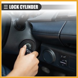 Partuto Ignition Switch Lock Cylinder, Door Lock Cylinder Kit, for Ford F150 250 350 Pickup 1992-1995, Metal, with 2 Keys, Black Silver Tone, 1 Set Replacement