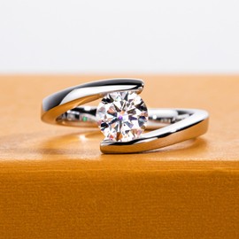 AimiIee Moissanite Engagement Ring 1CT D Color VVS1 Clarity 925 Sterling Silver Moissanite Promise Anniversary Wedding Rings for Women with Certificate 9