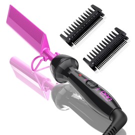 Dan Technology Mini Hot Pressing Comb 450℉ Dual Voltage Electric Straightener for Wigs and Natural Black Hair - Travel & Home Use