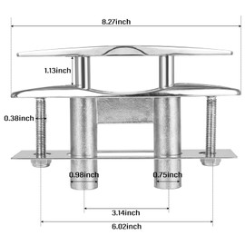 NovelBee 8 Inch Boat Pull Up Flush Mount Cleat,316 Stainless Steel Marine Dock Deck Cleat,Retractable Low-Profile Mooring Rope Cleat with Backing Plate and Lock Nuts