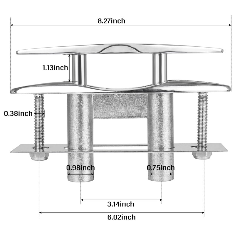 NovelBee 8 Inch Boat Pull Up Flush Mount Cleat,316 Stainless