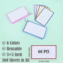 BAYTORY 360-Piece Index Cards with Ring, 3 x 5 Inches, Colored lined Notecards, Flash Cards for Studying, Cue Cards for Office Note Taking (Multicolor with Ring)
