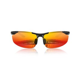 TT-Valley Polarized Sports Sunglasses, Polarized Lenses, Ultra Lightweight Metal, UV Protection, For Driving, Baseball, Bicycle, Night Fishing, Running, Golf, Driving, red