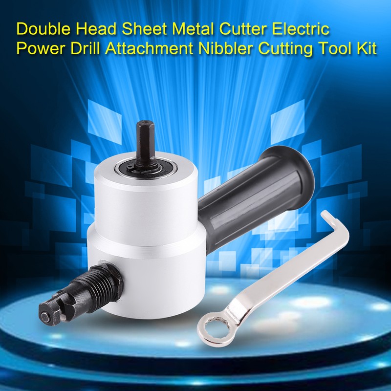 Double Head Sheet Metal Cutter Electric Power Drill Attachment Nibbler