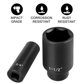 VEVOR Impact Socket Set 1/2 Inches 19 Piece, Deep Socket, 6-Point Sockets, Rugged Construction, Cr-V, 1/2 Inches Drive Socket Set Impact 3/8 inch - 1-1/2 inch, with a Storage Cage