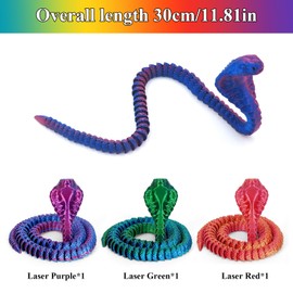 3D Print Snake Movable Pack of 3 Flexible 3D Printed Snake Toy Movable 3D Printed Snake Fidget Toy Rotating Design Snake for Easter Child Gifts Toy