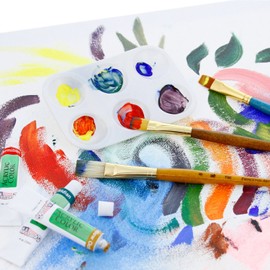 U.S. Art Supply 6-Well Plastic Rectangular Artist Painting Palette - Paint Color Mixing Tray - Kids, Art Students, Classroom, Class Craft Projects, Fun Parties - Brush Mix Acrylic, Oil, Watercolor