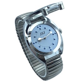 VISIONU Braille Touch Watch for Blind or Elderly People - Blue Dial, Stretchy Bracelet, Bracelet, Bracelet