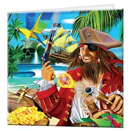 3D LiveLife Greeting Card - Pirate Island from Deluxebase. Lenticular 3D Blank Greeting Cards with Envelopes. Pirate All Occasion Greeting Cards featuring Original Artwork by Michael Searle.