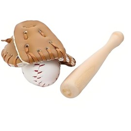 Miniature Baseball Keychain, 1/12 Scale, Black Bat Keychain, Ball and Glove, Sports Accessories