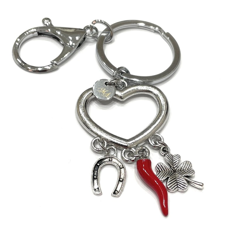 MODA MavillA Keyring Lucky Charm Heart Clover Horn Horse Horse