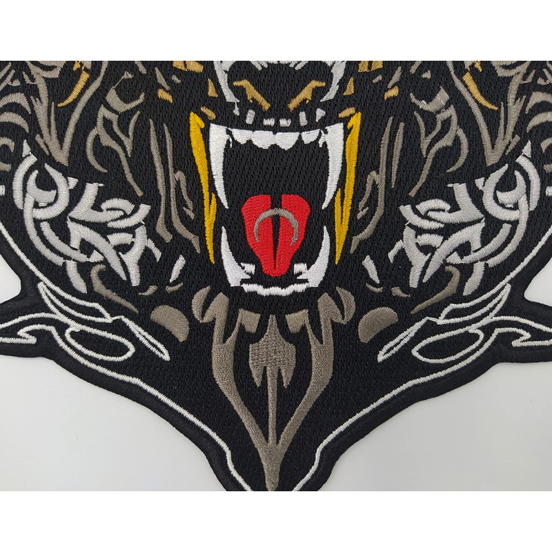 nuttui Viking Wolf with Odin Valknut Large Embroidered Motorcycle Jacket