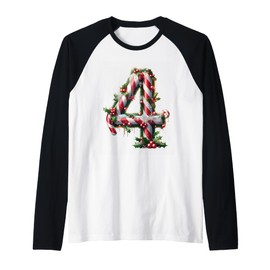 Merry Christmas Number 4 Candy Cane Raglan Baseball Tee