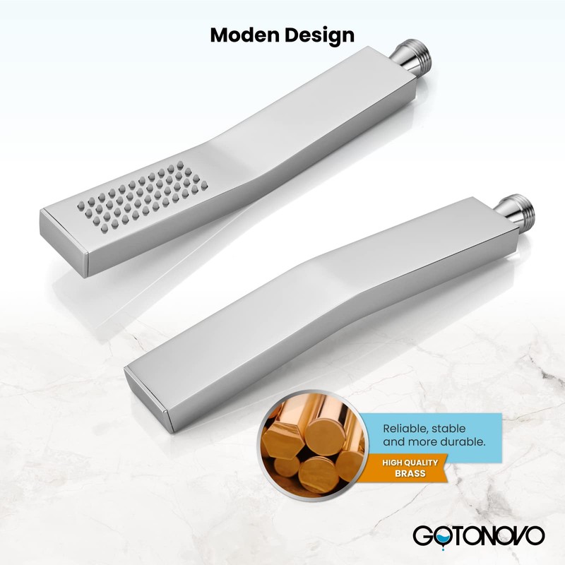 gotonovo Wall Mount Chrome Polished Solid Brass Handheld Shower Head